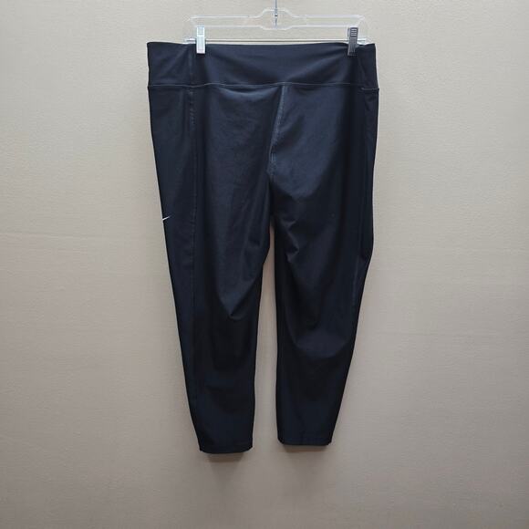 Nike Dri-Fit Power Racer Pull on Cropped Leggings Athletic Yoga Running Black 2X - Picture 2 of 4